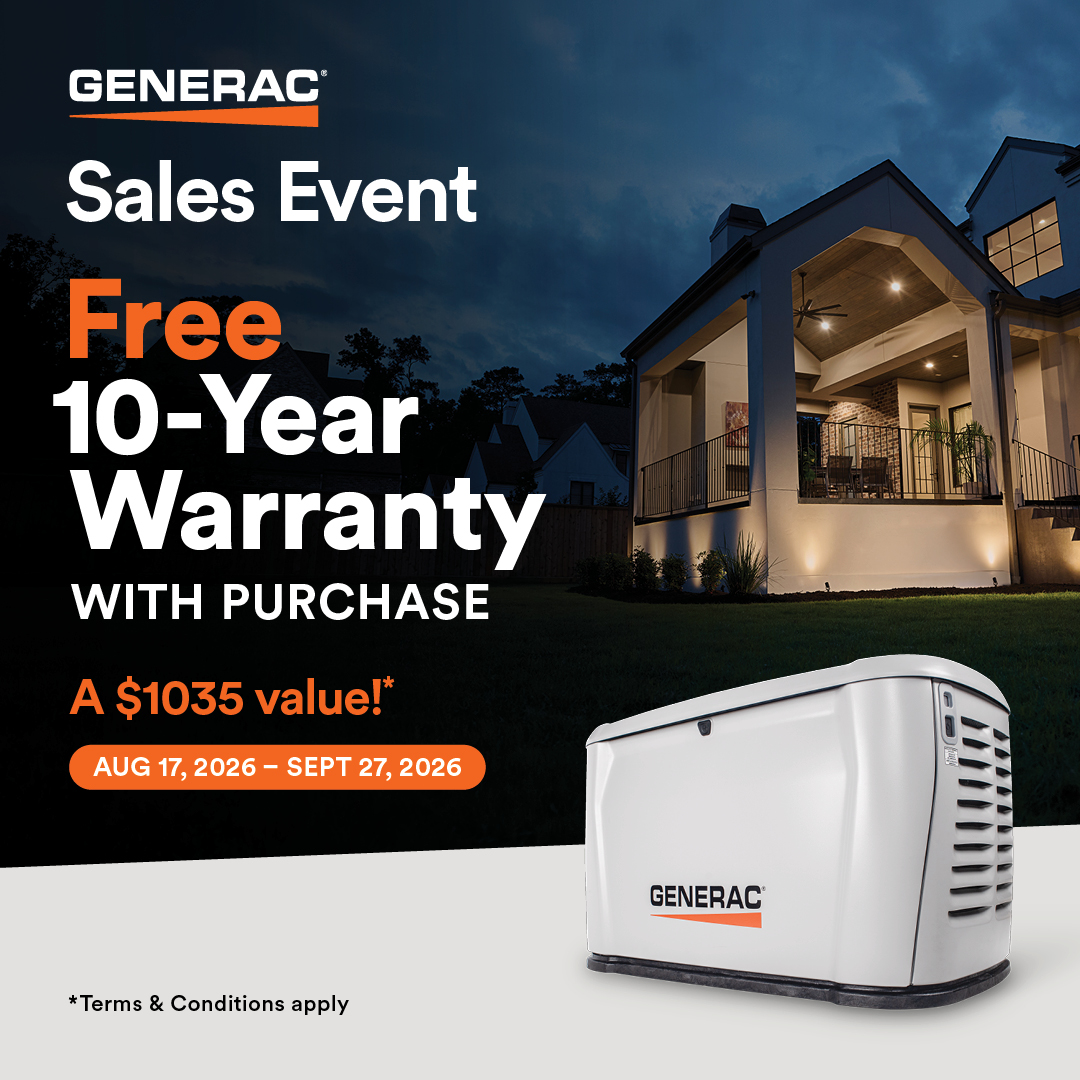 Free 10 Year Warranty from Generac